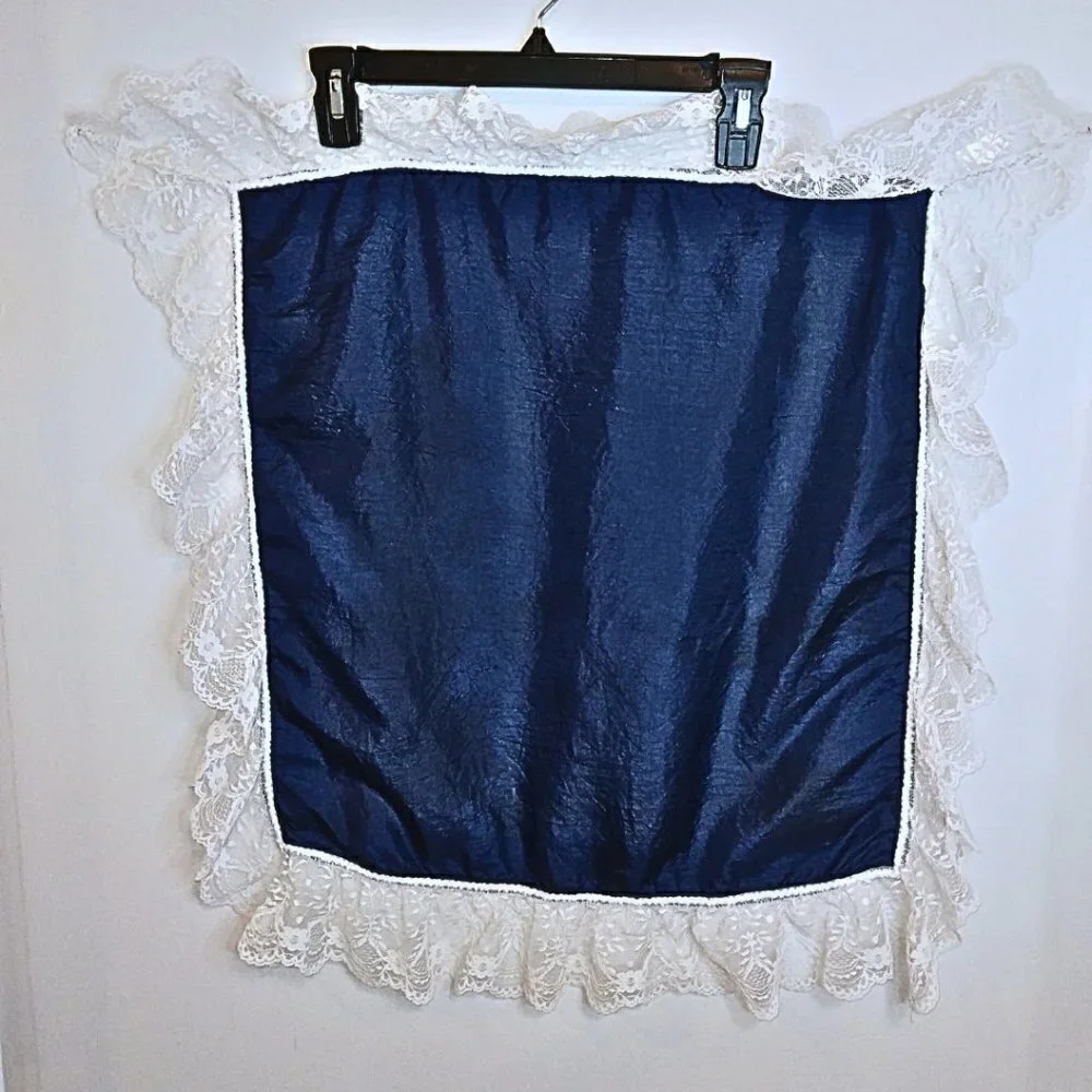 LADIES HANDCRAFTED BLUE SATIN AND LACE CHURCH LAP SCARF
